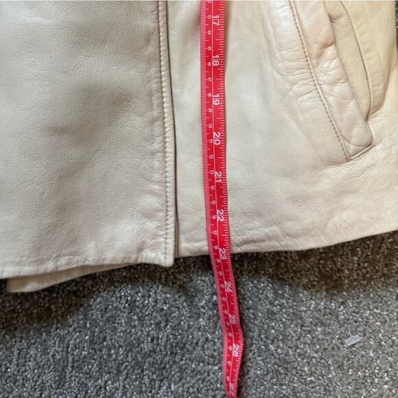 Hinge Real Leather Moto Jacket Beige Morn Size 1 - Picture 9 of 10